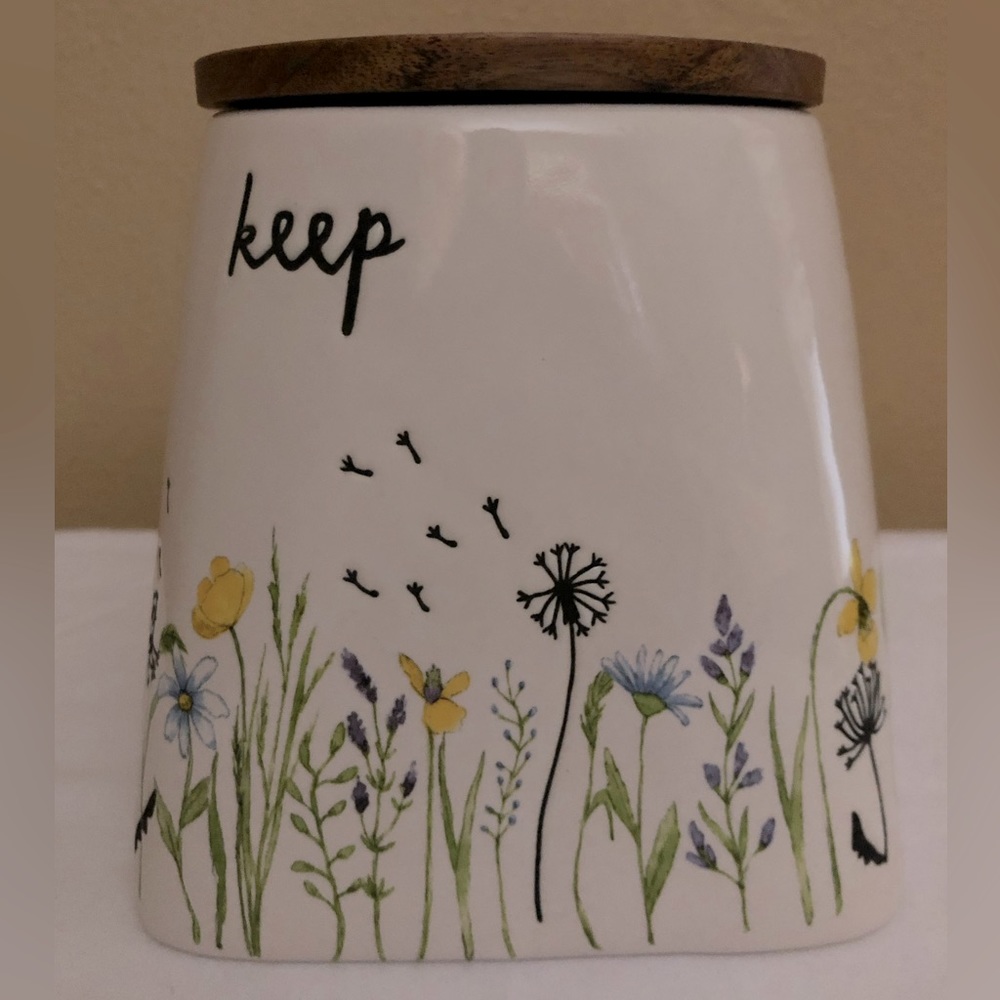 Rae Dunn Artisan Collection Spring Flowers “keep” Cellar Canister by Magenta NWT